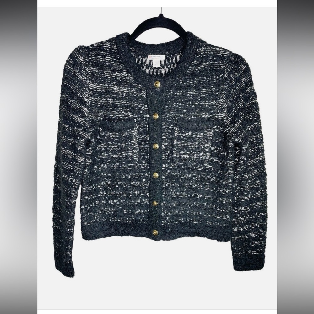 Crew Cuts Black White Made/Wool/Alpaca Mix Cardigan Sz L 10-11